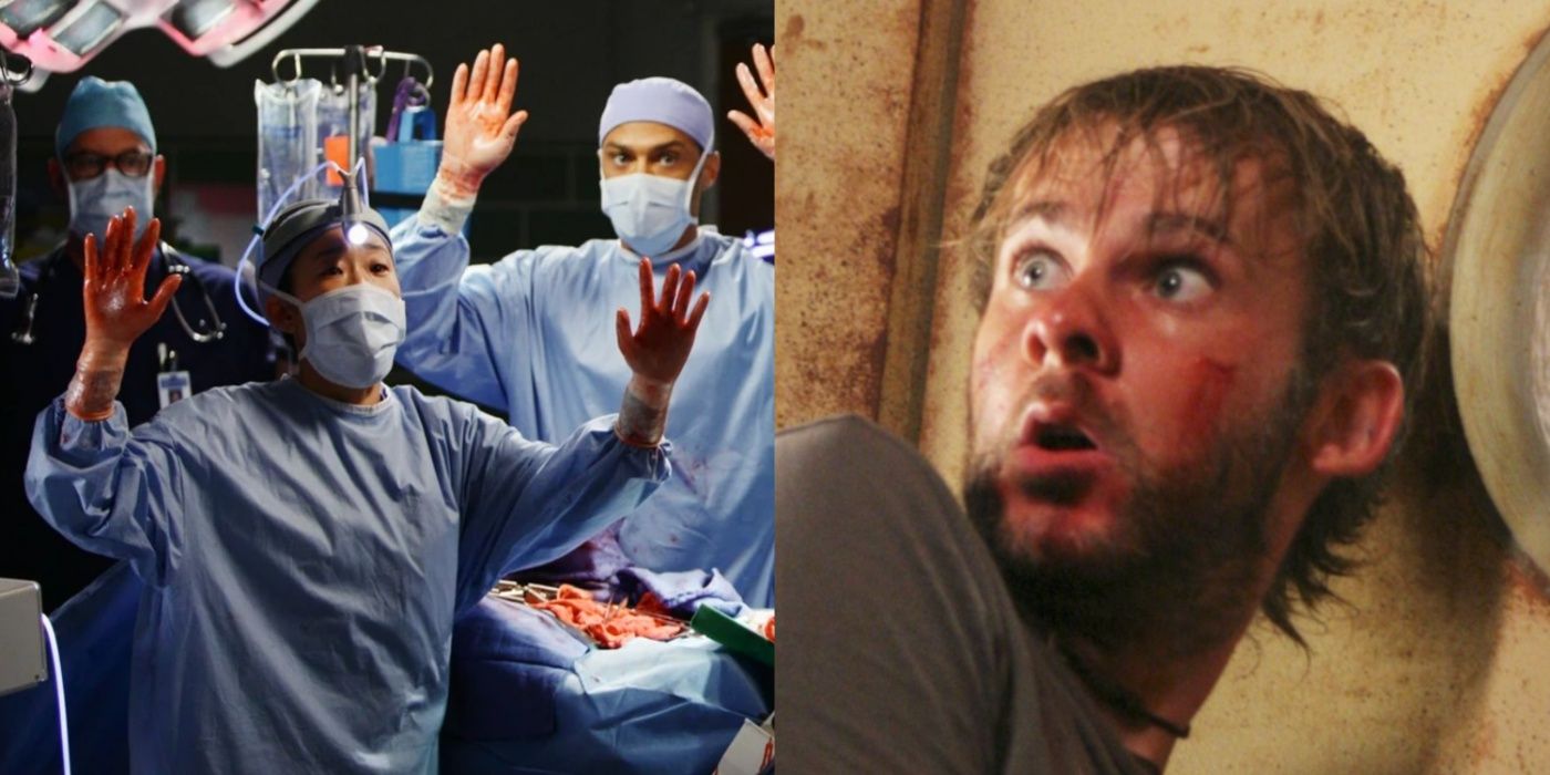 Split image showing scenes from the Season 6 finale of Grey's Anatomy and the Season 3 finale of Lost