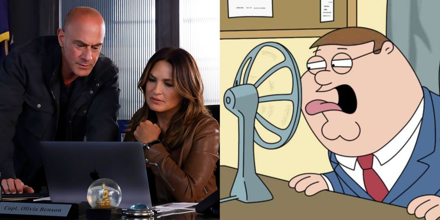 Split image showing scenes from Law & order: SVU and Family Guy