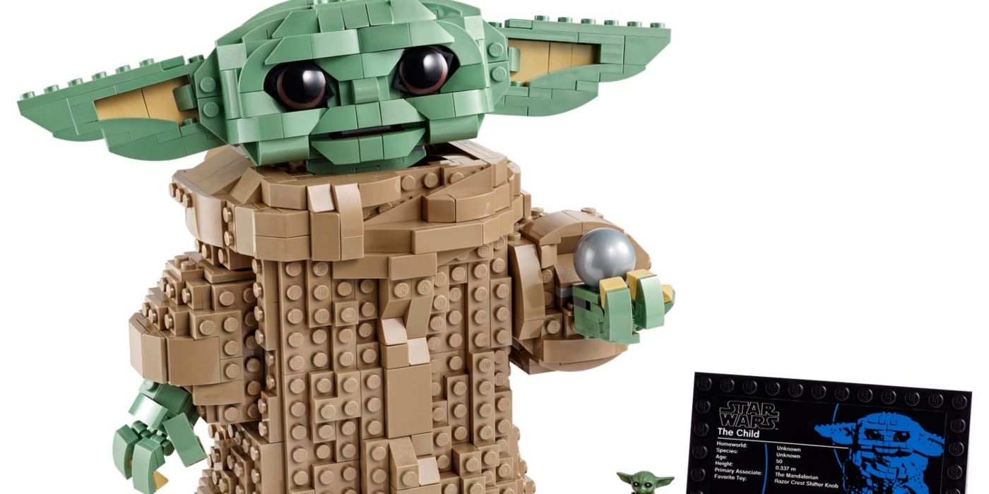 Um modelo em grande escala de The Child Grogu de The Mandalorian em Star Wars LEGO