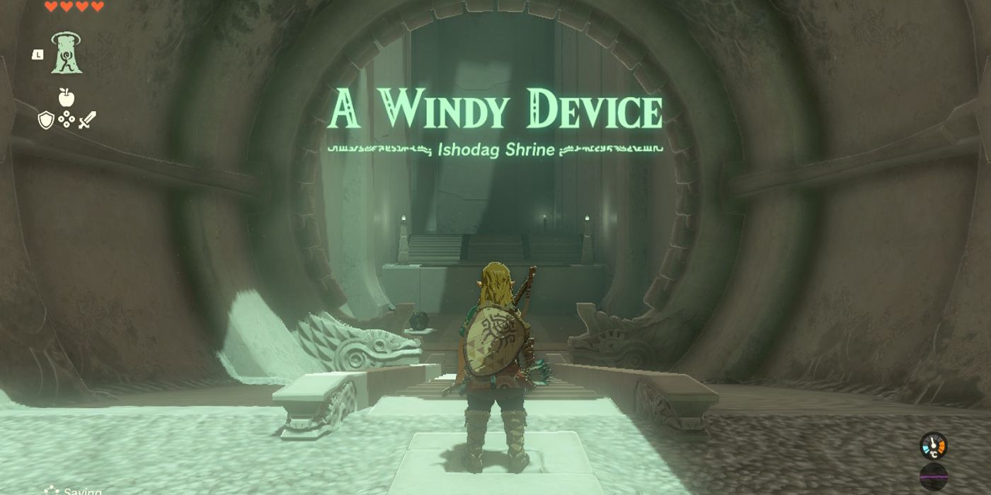 Link entra no Santuário de Ishodag em Tears of the Kingdom