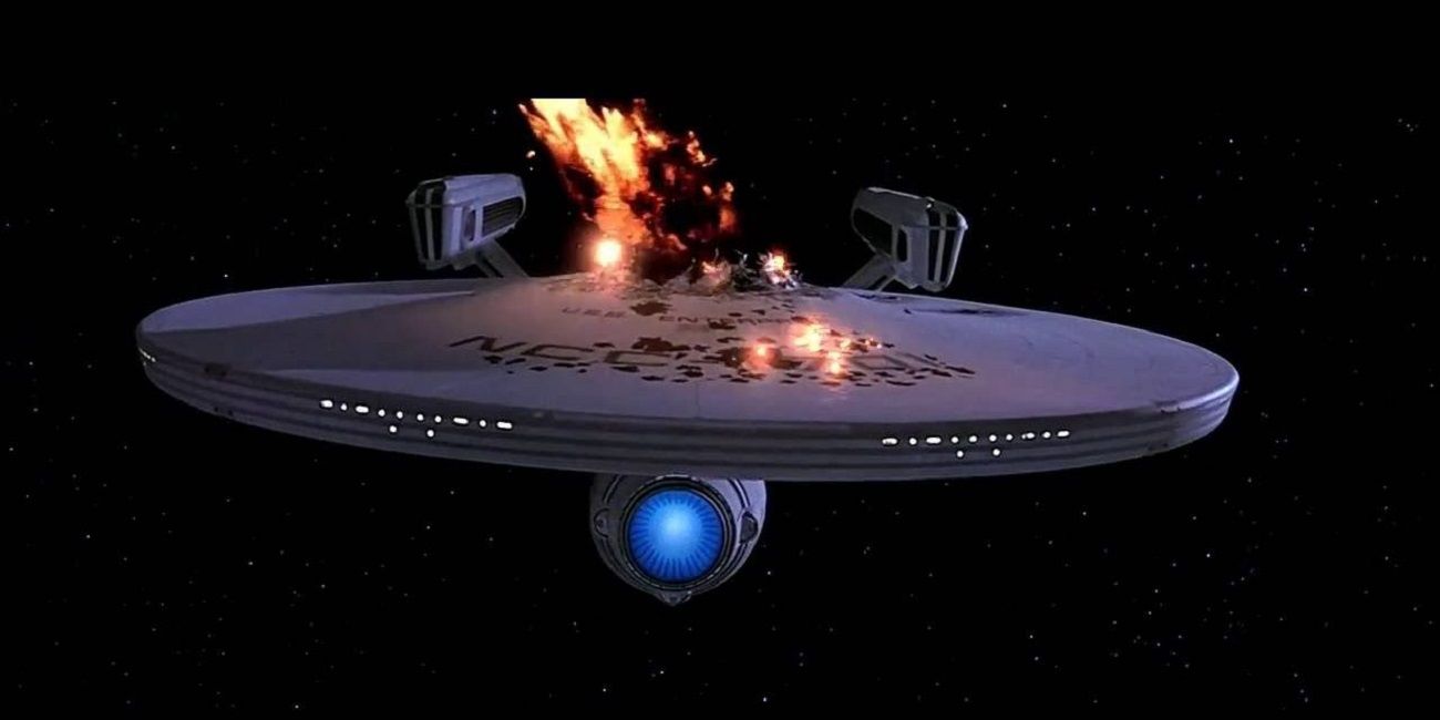 The Original Retrofit Enterprise Blwoing up in space in Search for Spock.