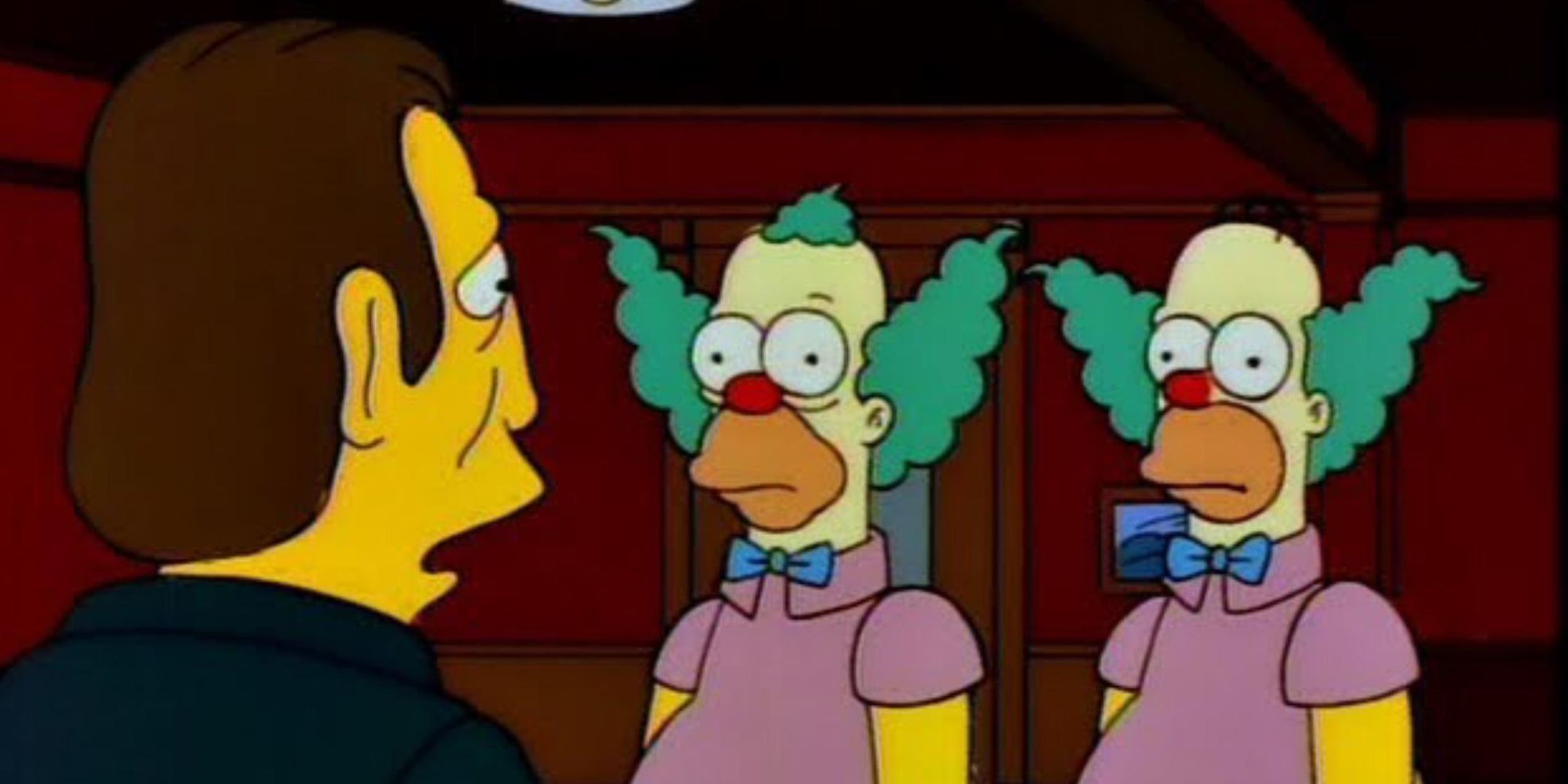 Louie dos Simpsons não sabe a diferença entre Krusty e Homer como palhaço