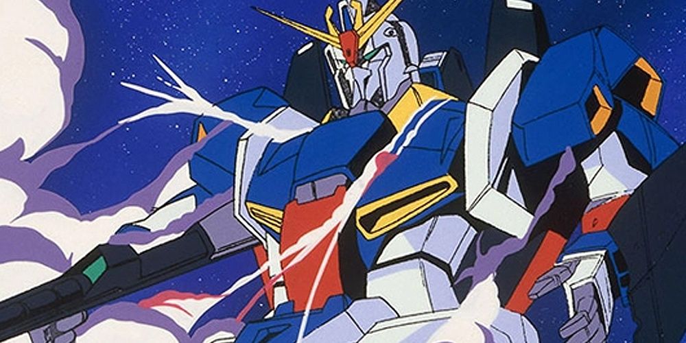 The Zeta Gundam fires a missile barrage in Mobile Suit Zeta Gundam