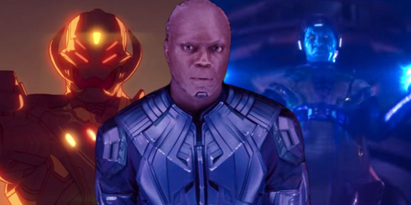 Infinity Utron, High Evolutionary, Kang the Conqueror collage of MCU villains.
