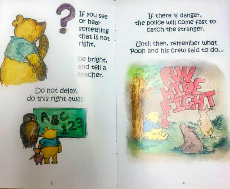 Pages from a Stay Safe book starring Winnie-the-Pooh