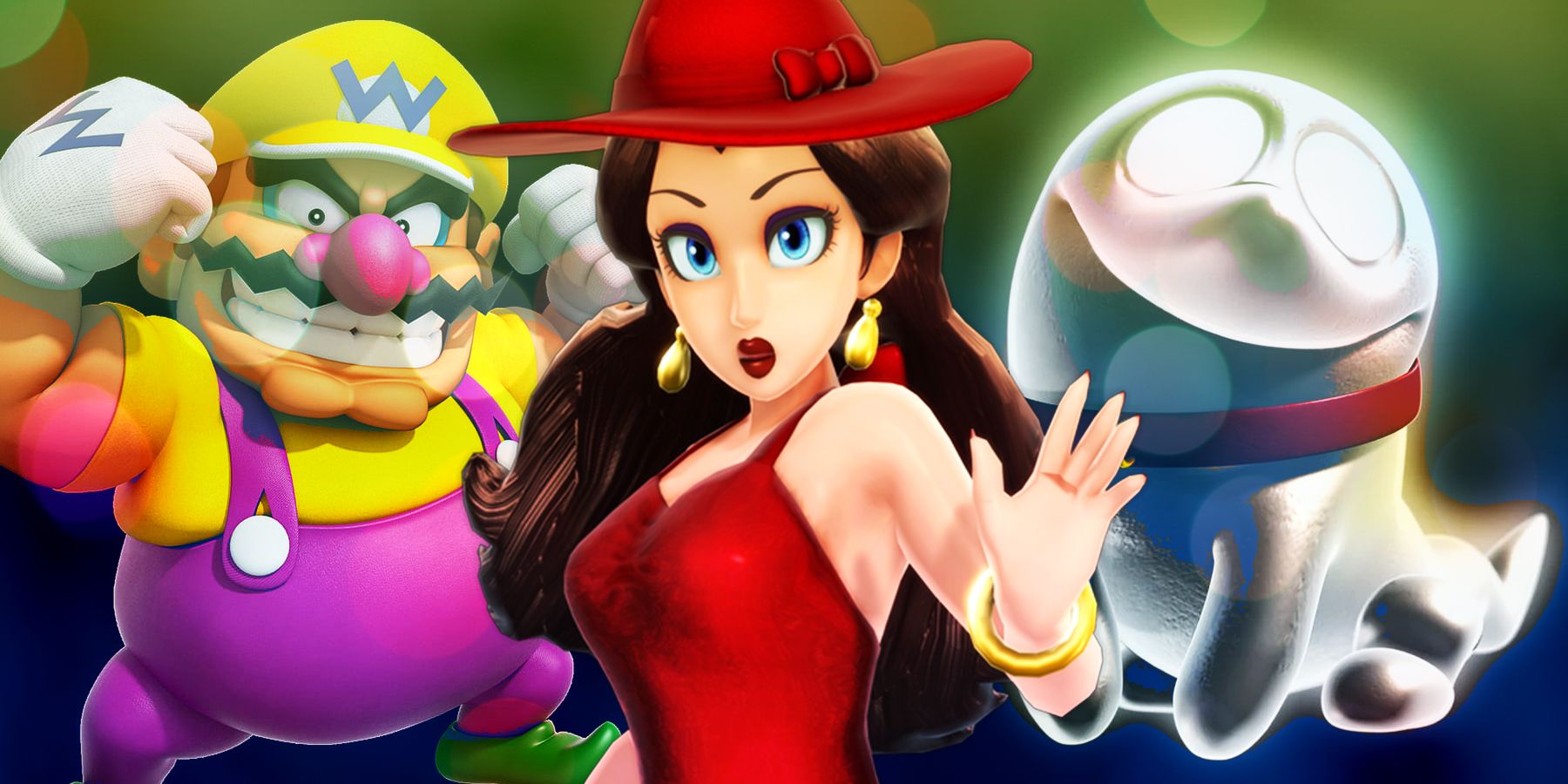 Wario as seen in Super Mario Party, Pauline from game Super Mario Odyssey and Polterpup form game Luigi's Mansion