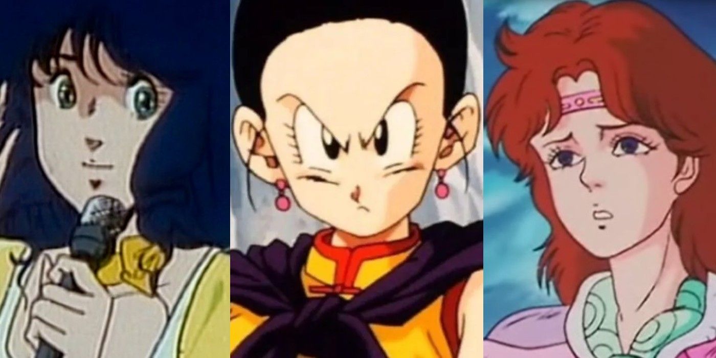 A split image of Minemi from Robotech, Chi-Chi from Dragon Ball, and Lin from Fist of the North Star