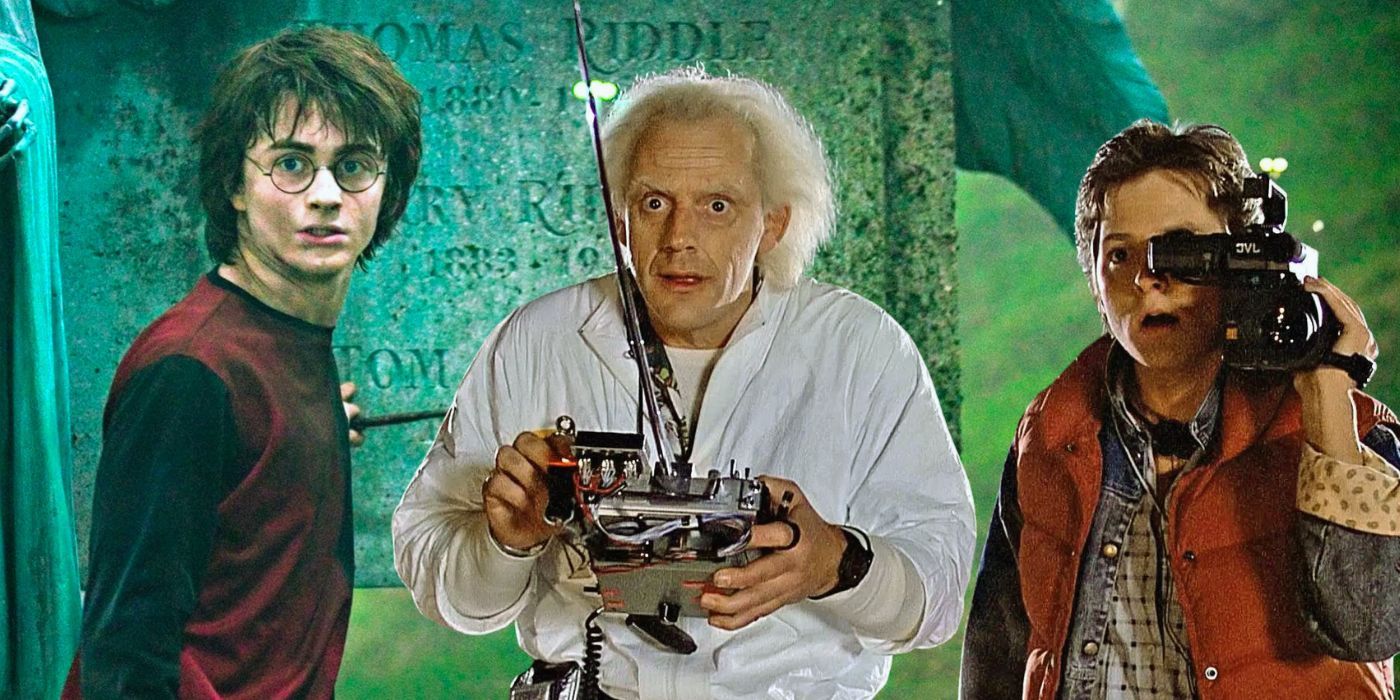A combined image of Harry Potter and Doc Brown & Marty McFly in Back to the Future