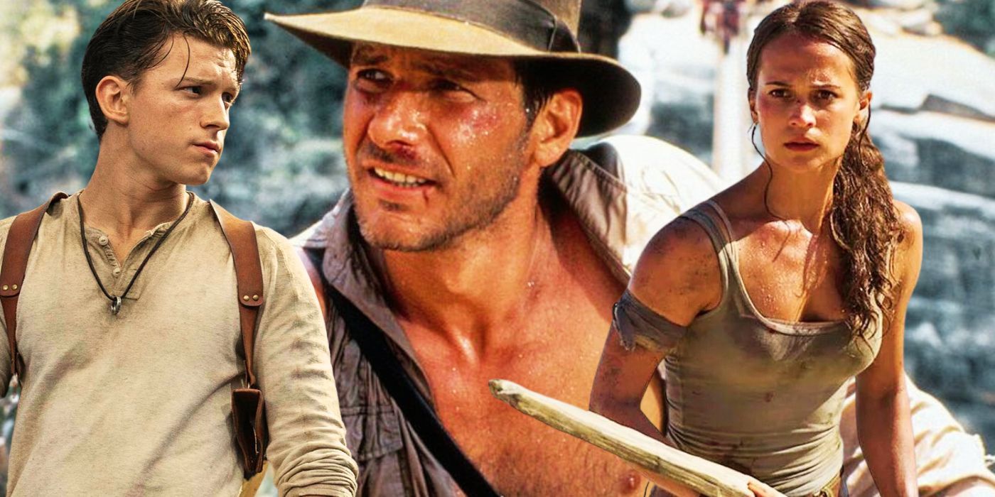 A combined image of Uncharted, Indiana Jones, and Tomb Raider