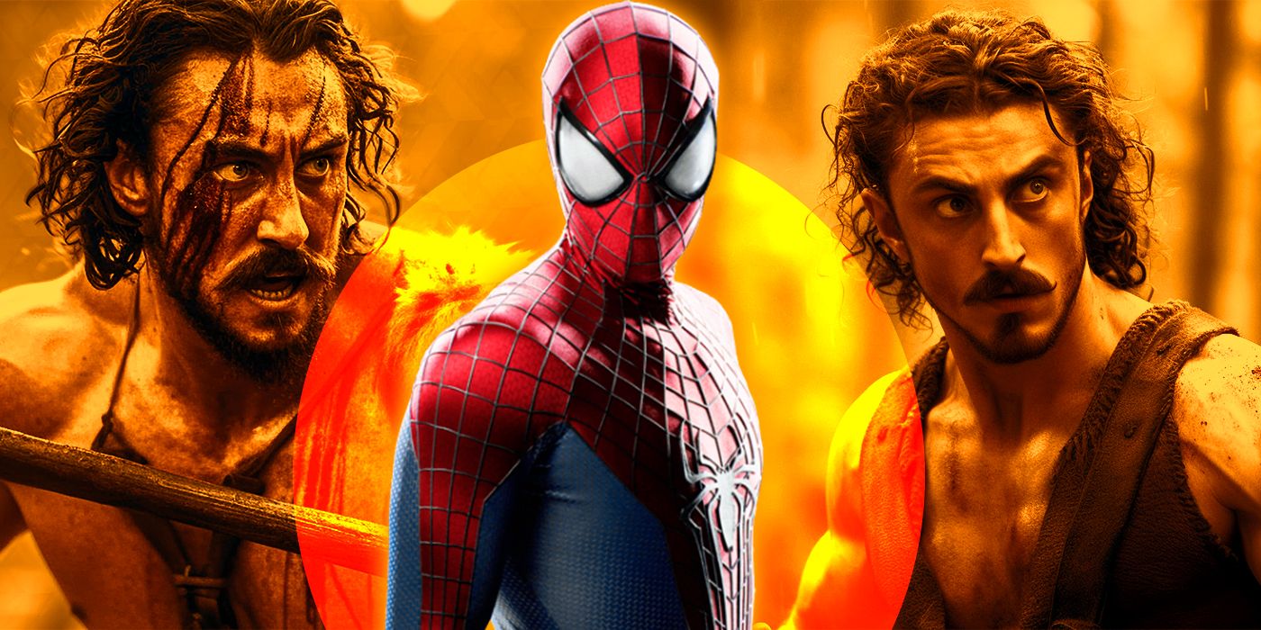 Spider-Man centering images of Aaron Taylor-Johnson's Kraven 