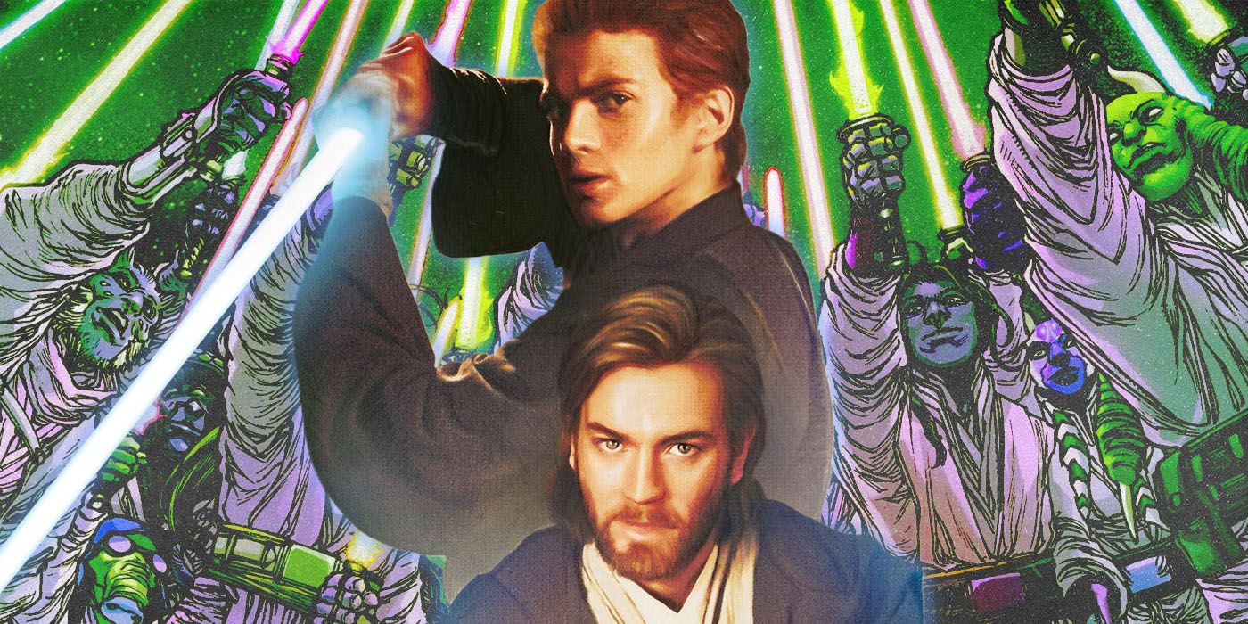 Anakin and Obiwan in front of Jedi Order