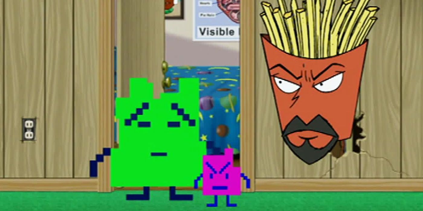 Fry making a frustrated expression at the Mooninites in Aqua Teen Hunger Force.