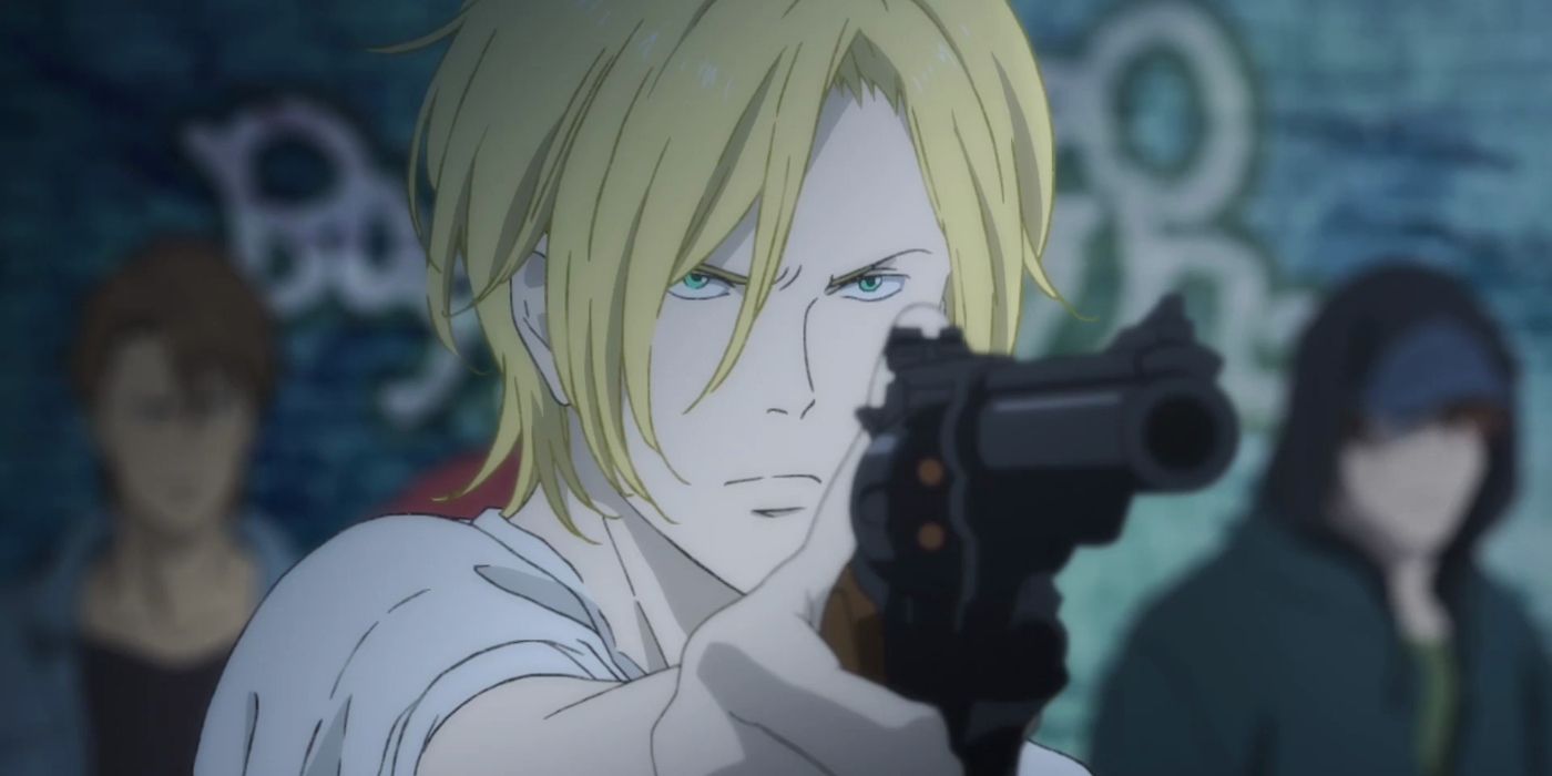 Ash Lynx holding a gun in Banana Fish