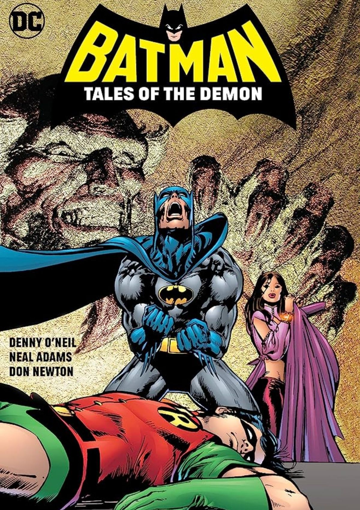 Batman in despair over an incapacitated Robin in Tales of the Demon cover art.