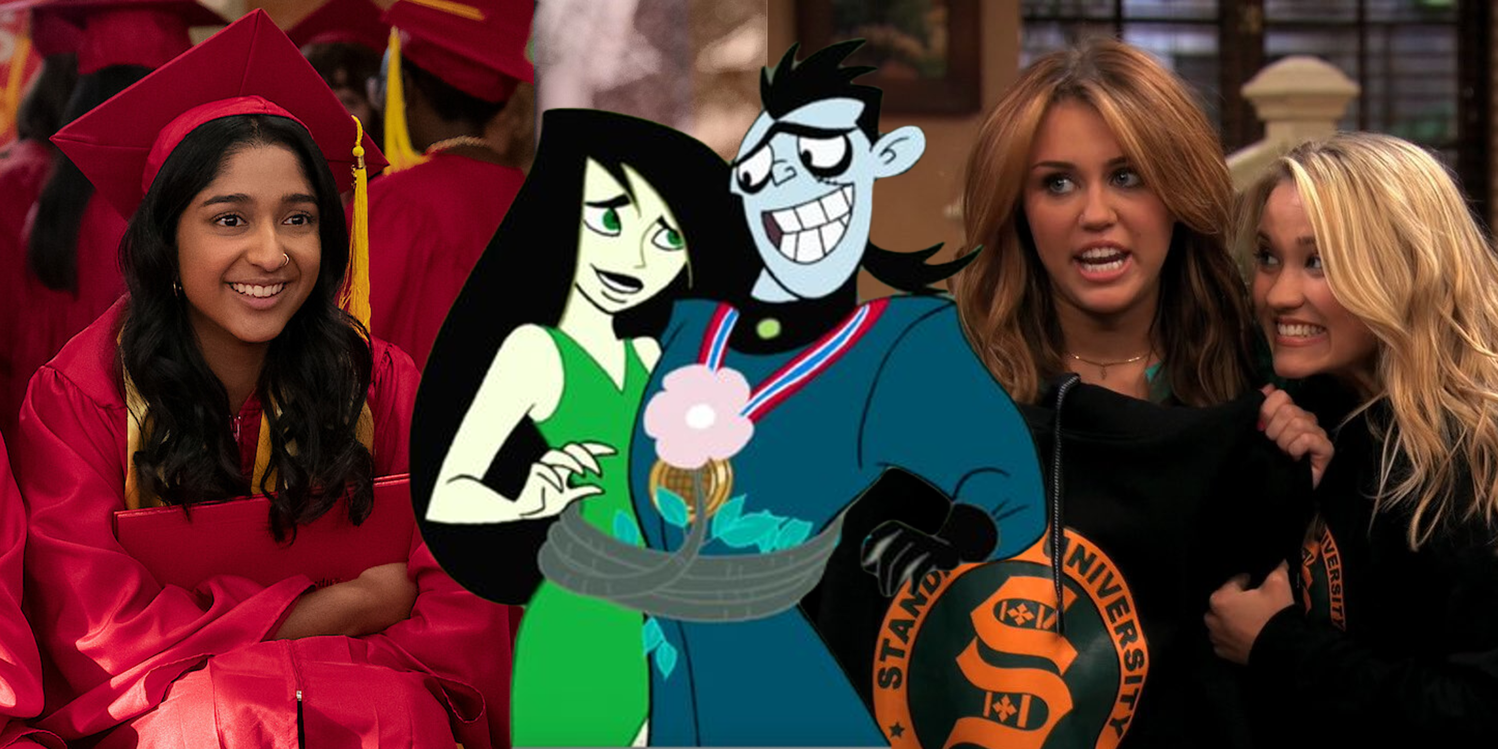 Mixed Image of Devi (Never Have I Ever), Drakken & Shego (Kim Possible), Miley & Lilly (Hannah Montana)