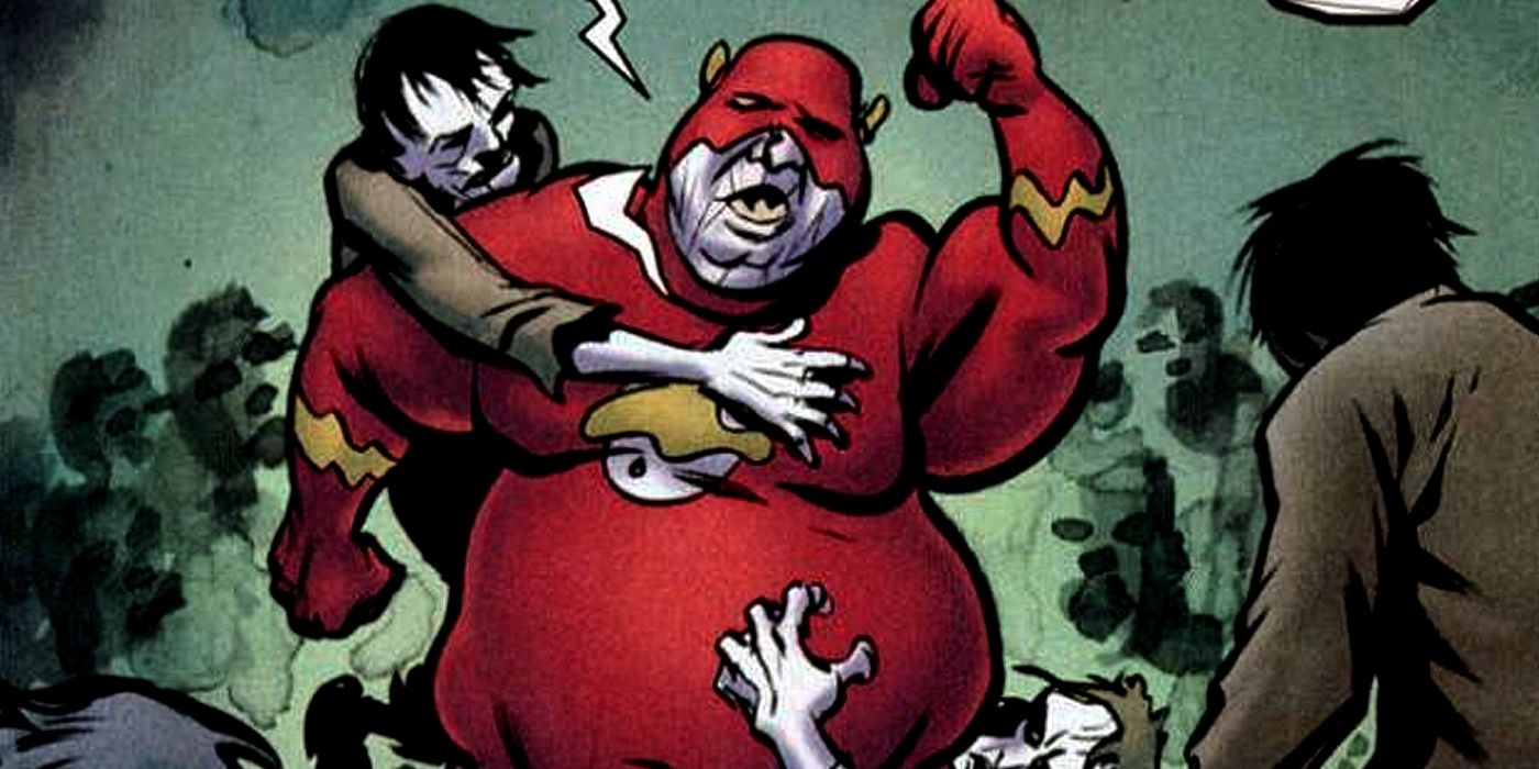 Bizarro Flash fighting zombies from DC Comics