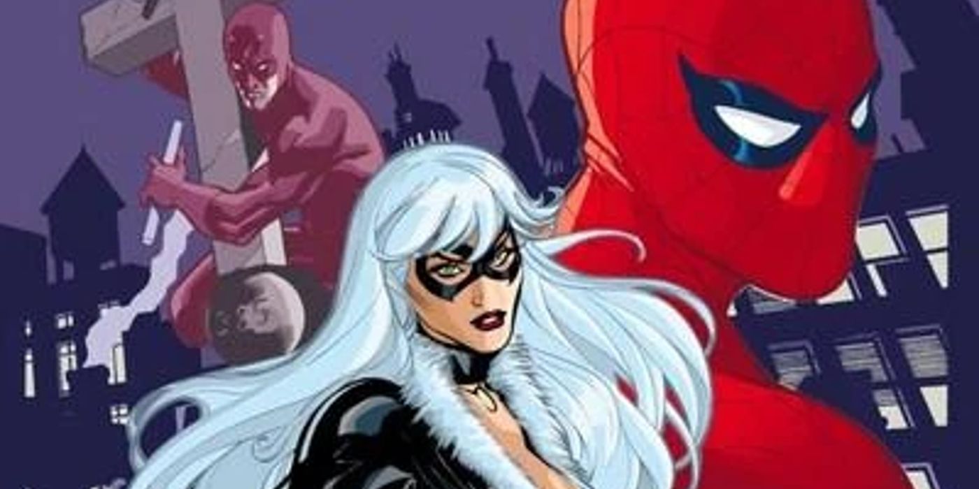 Black Cat, Daredevil, and Spider-Man on the cover of Marvel Comics