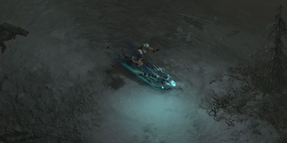 Necromancer correndo ao lado de Bone Spirit em Diablo IV