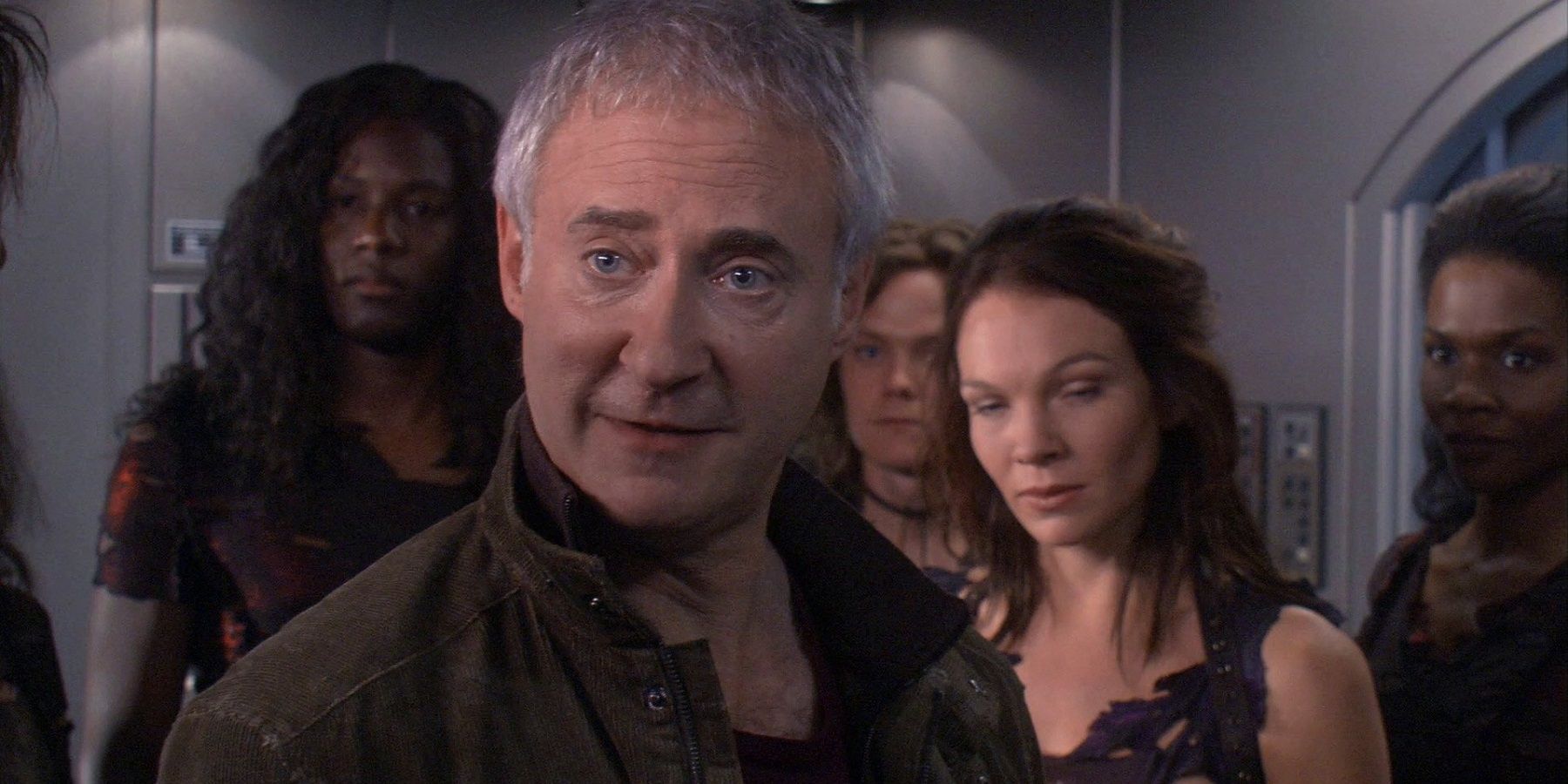 Brent Spiner as Arik Soong standing in the NX-01 Enterprise Corridor with augments