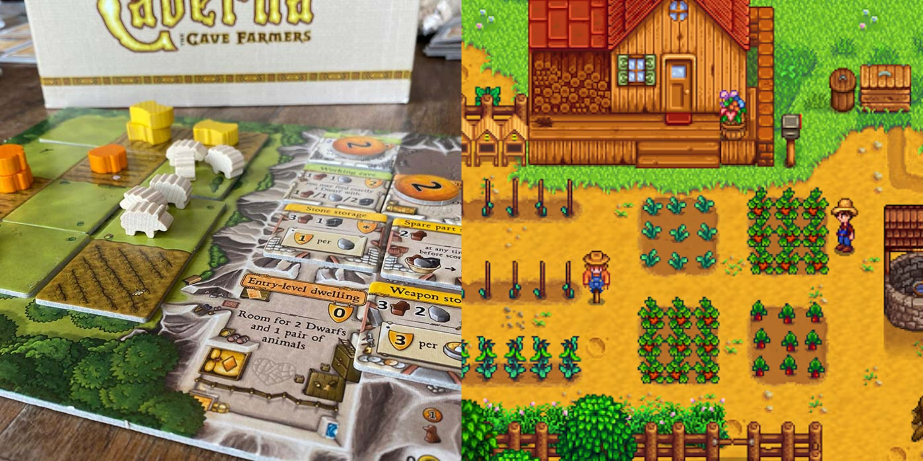 Caverna The Cave Farmers e Stardew Valley Collage