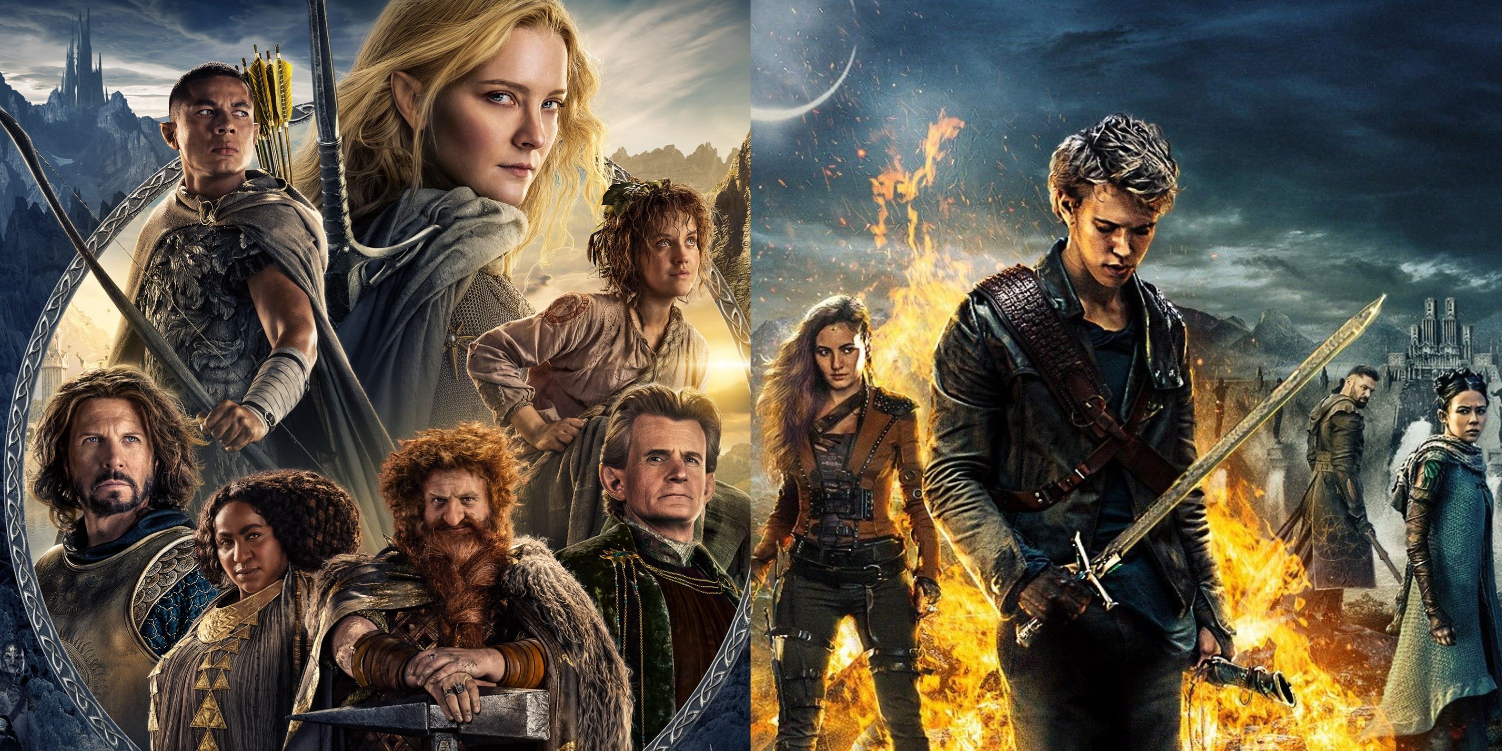 Split image of the posters of Rings of Power and Shannara Chronicles