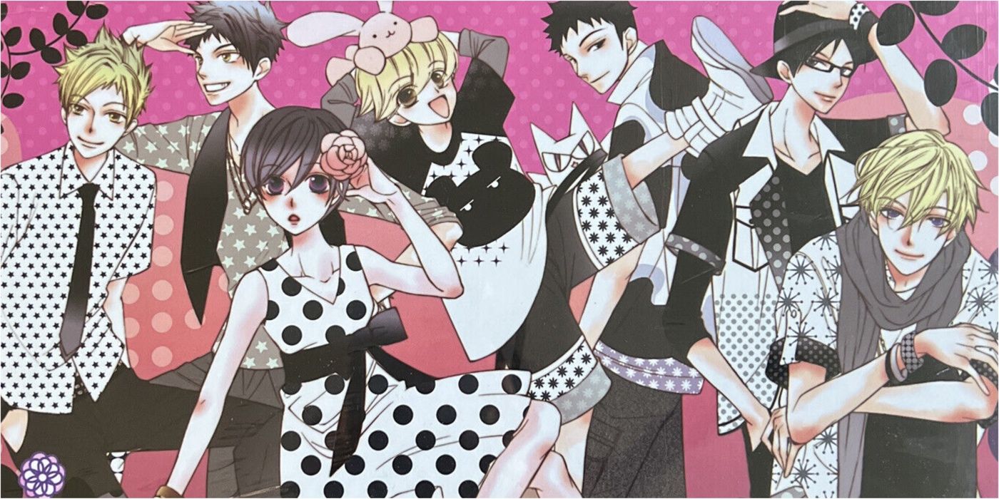 Ouran High School Host Club manga box set art featuring the entire main cast