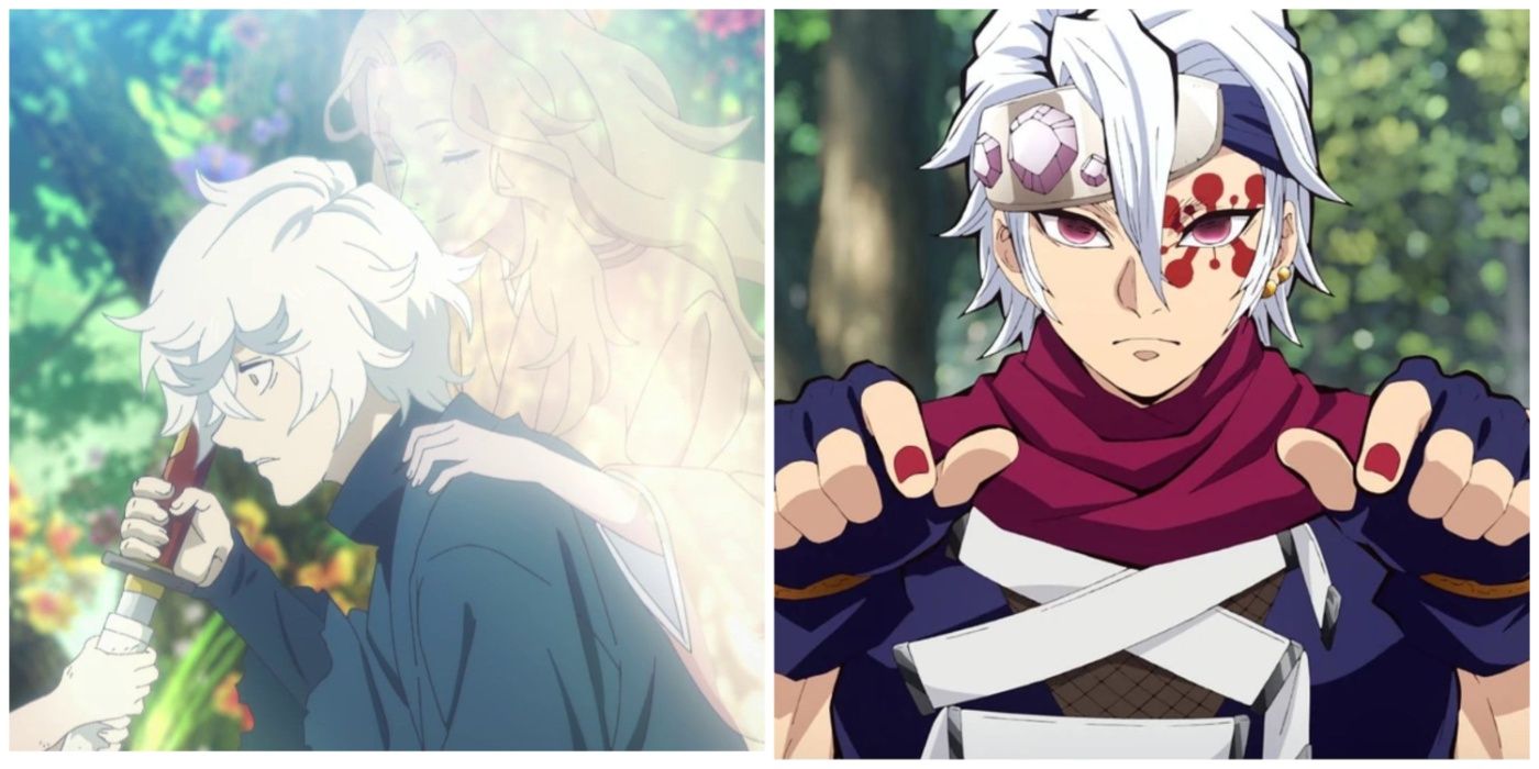 Split image of Gabimaru and Tengen from Hell's Paradise and Demon Slayer.