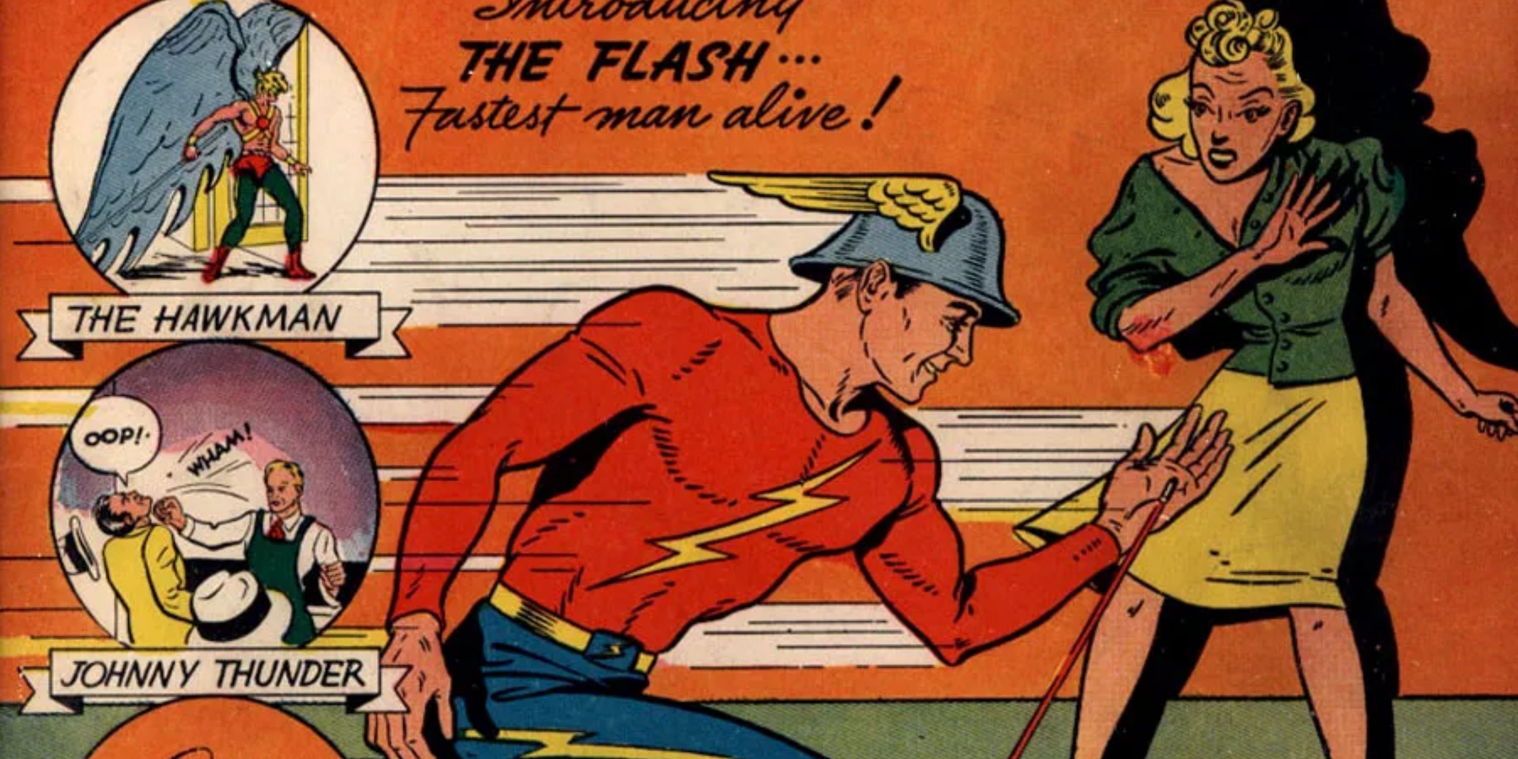 Jay Garrick impede que uma bala perdida atinja uma mulher nos quadrinhos da DC