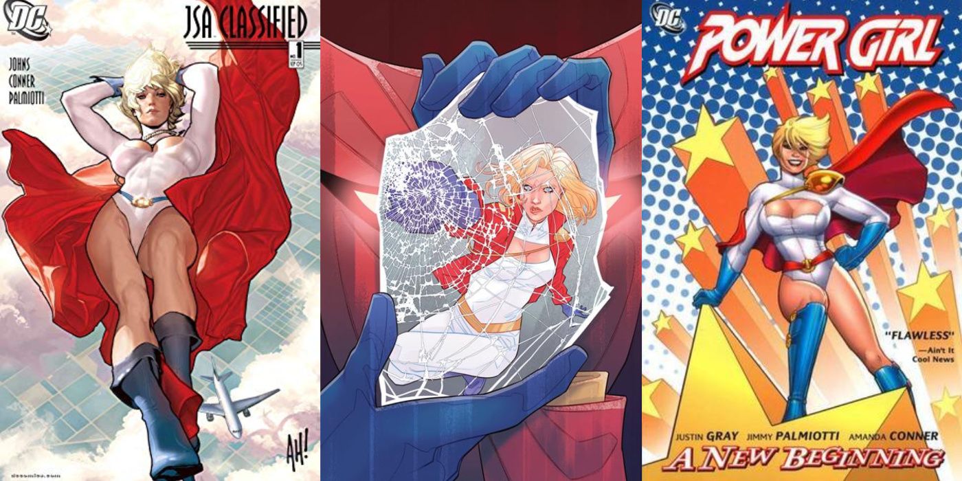 A split image of JSA Classified #1, Power Girl Special #1, and Power Girl: A New Beginning from DC Comics