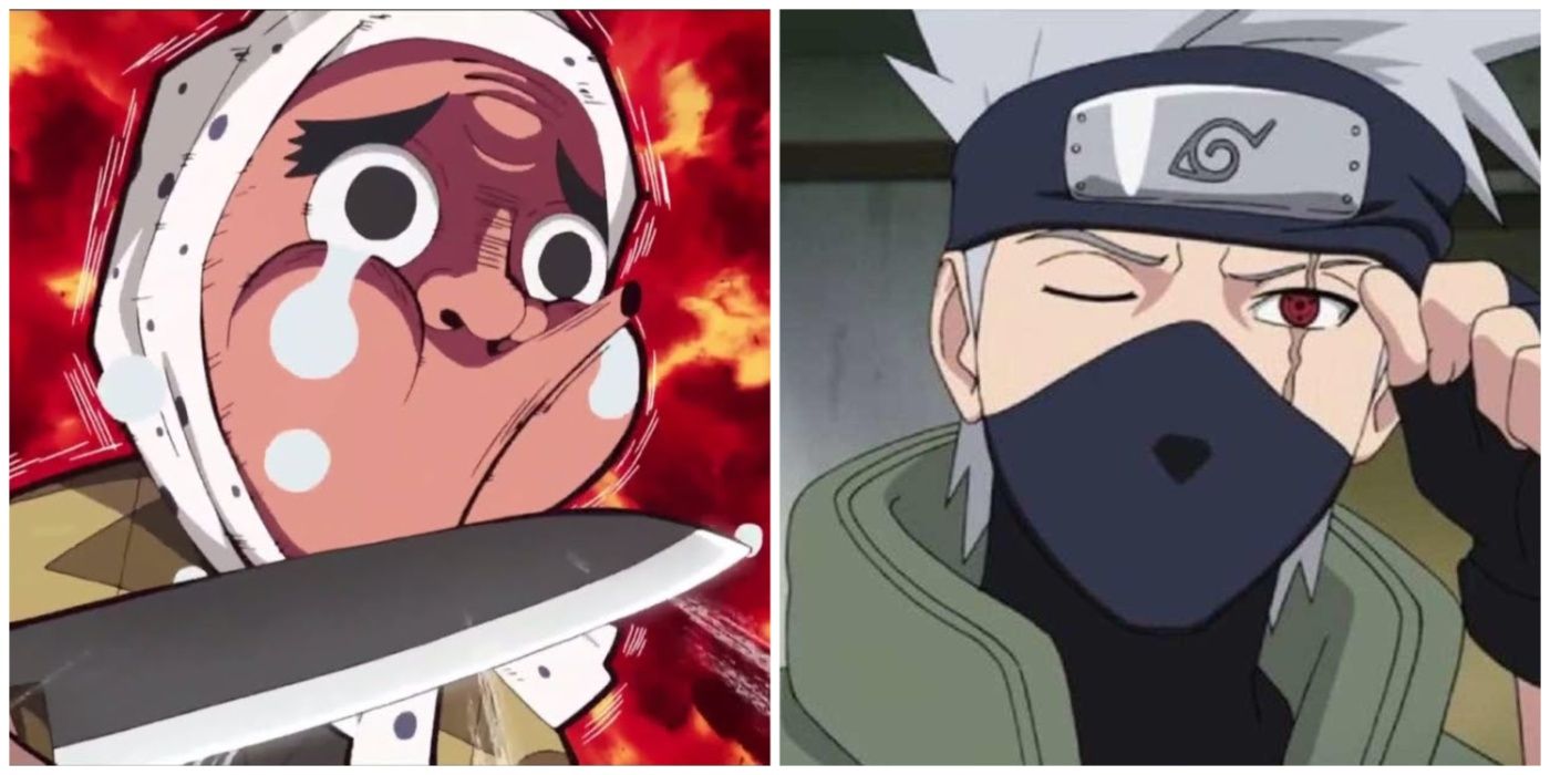 split image of Kakashi from Naruto and Haganezuka  from Demon Slayer