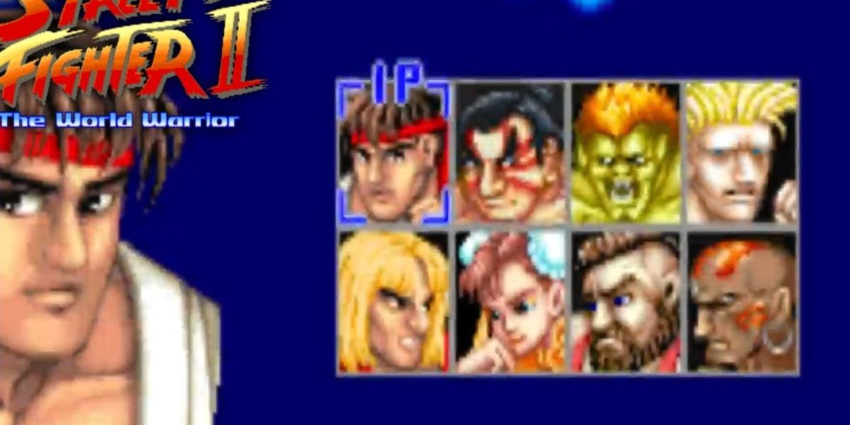 Street Fighter II player 1 fighter selection screen