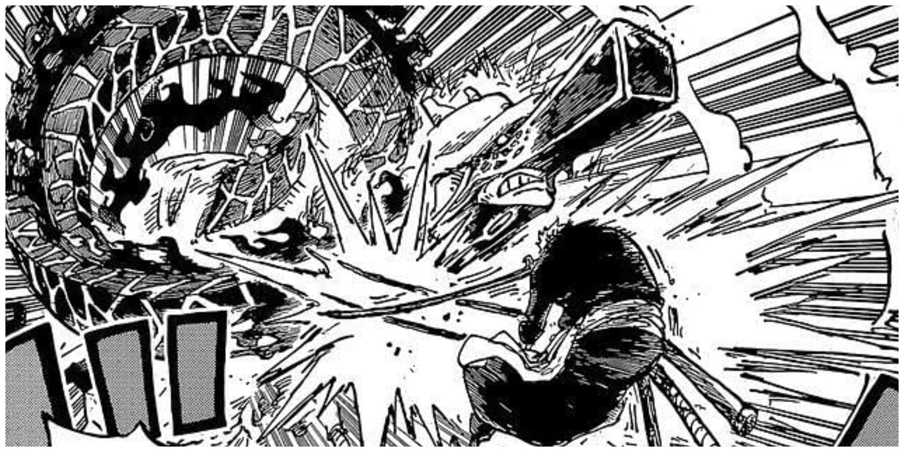 Kaku uses his Awakened Devil Fruit, the Ox-Ox Fruit: Model Giraffe, to fight Roronoa Zoro during the events of One Piece's Egghead Arc