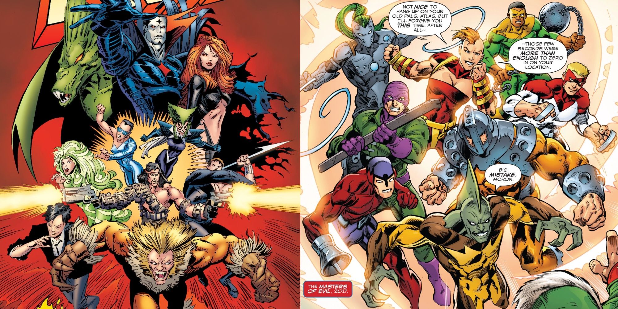 Split Image The Marauders and Masters Of Evil in attack formation from Marvel Comics