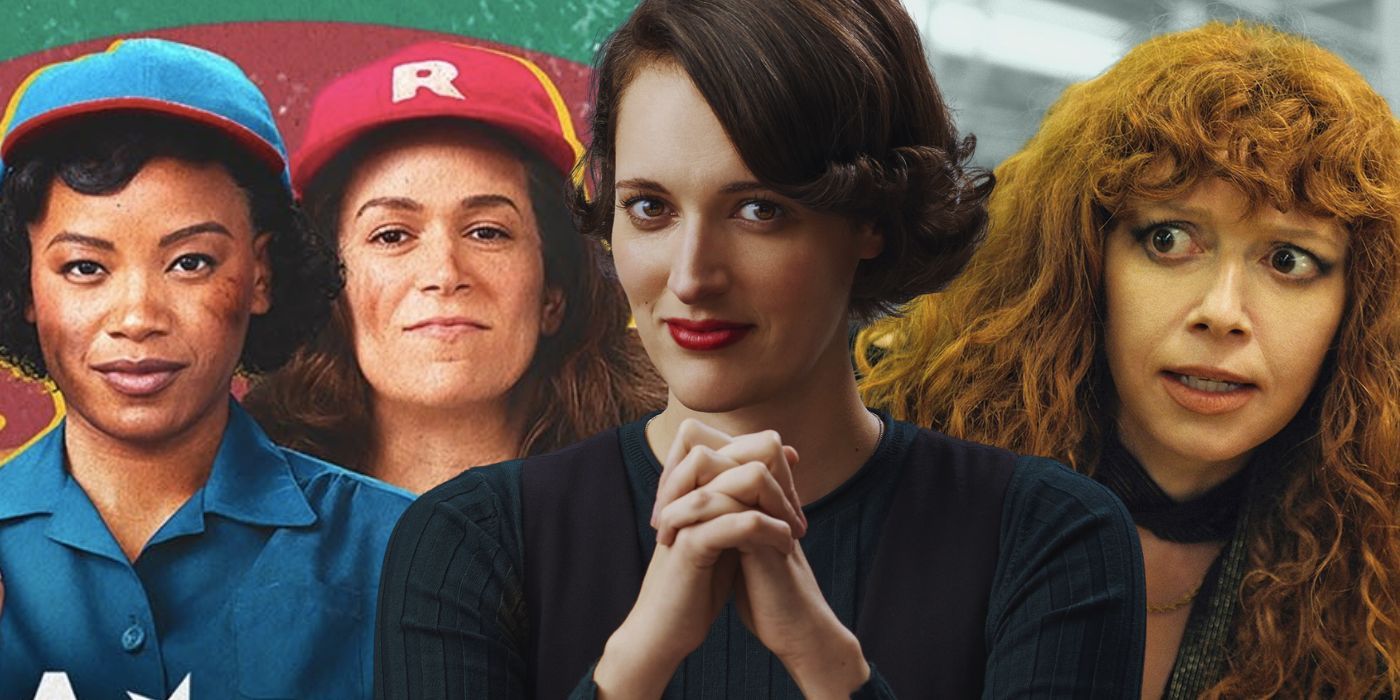 Collage of A League of Their Own, Fleabag, and Russian Doll