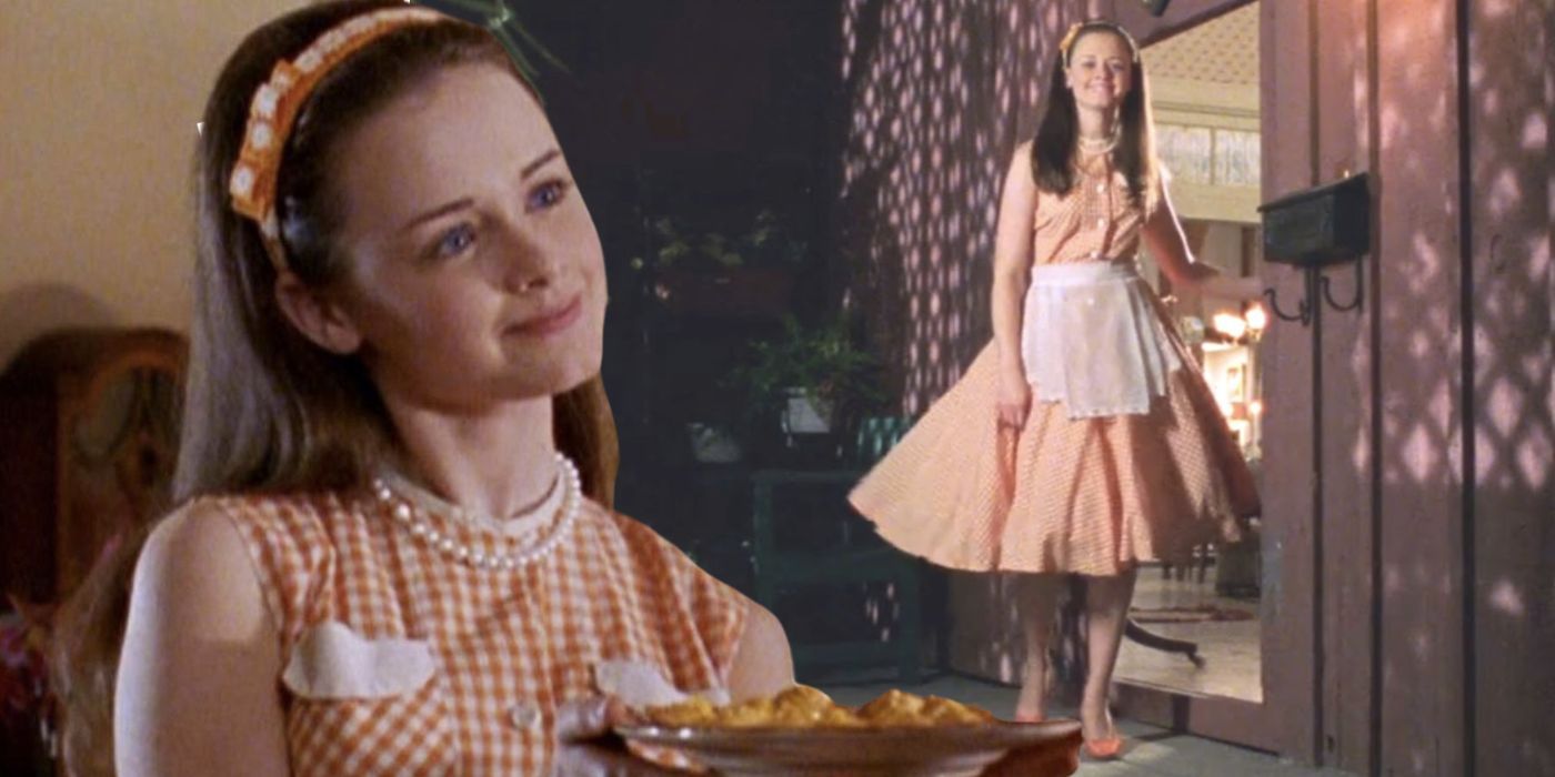 Collage of Rory dressing like Donna Reed in Gilmore Girls