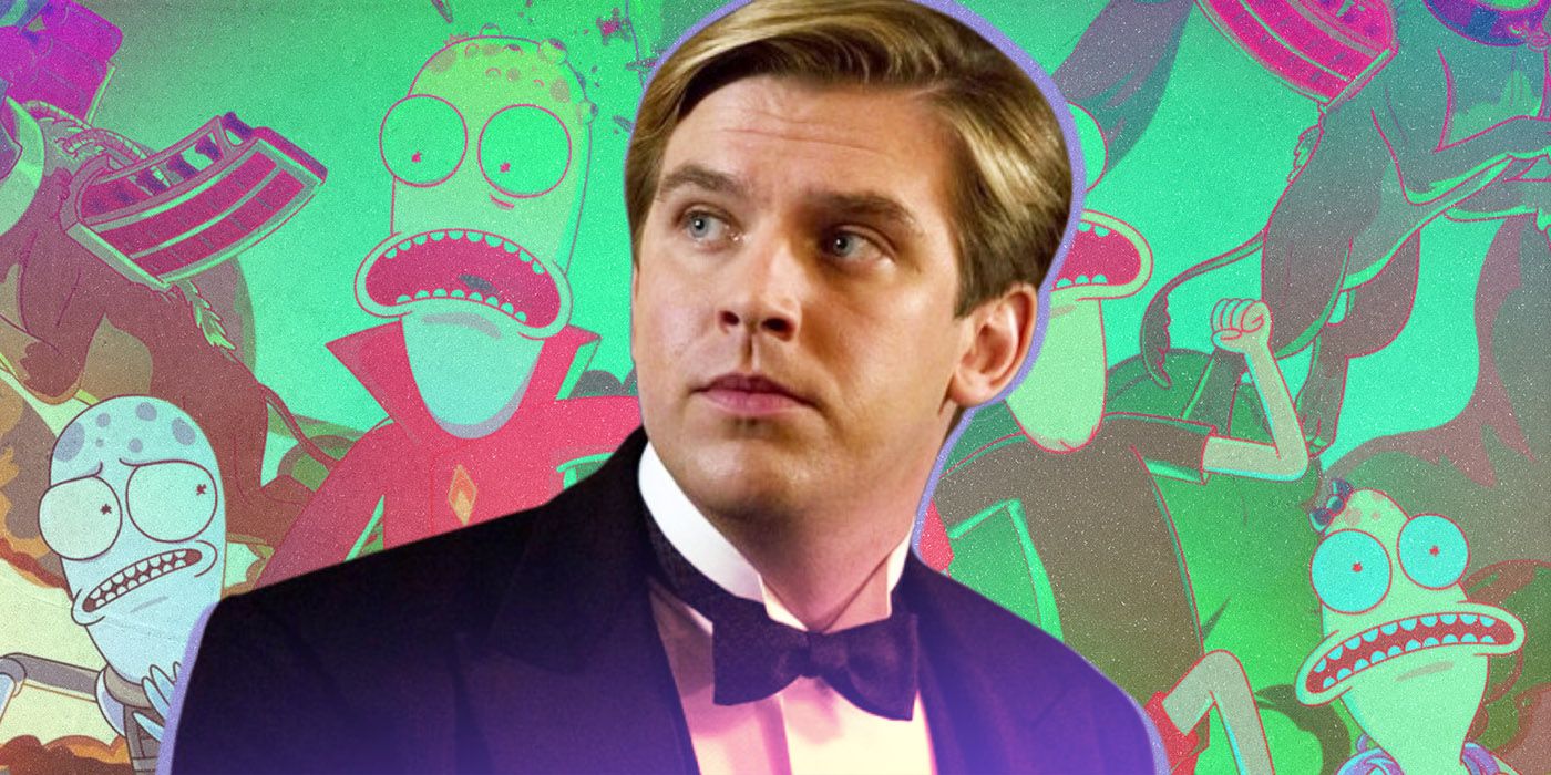 An image of Dan Stevens from Downton Abbey in front of Solar Opposites characters