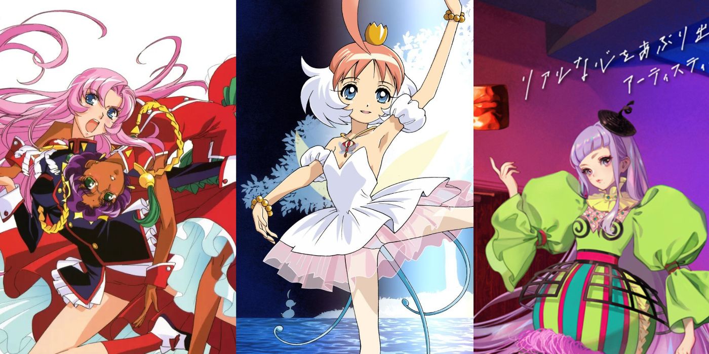 Utena and Anthy from Revolutionary Girl Utena, Ahiru from Princess Tutu, and Nina from Artiswitch