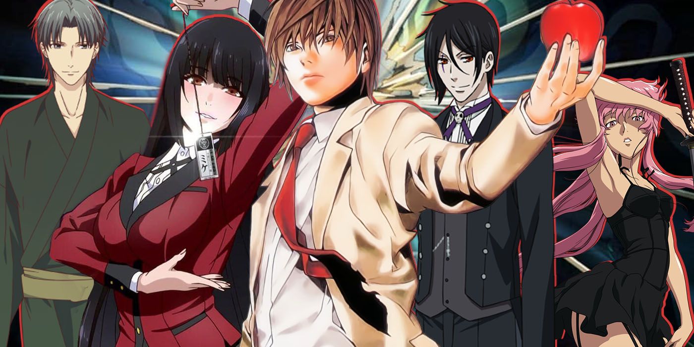 Shigure (Fruits Basket), Yumeko (Kakegurui), Light (Death Note), Sebastian (Black Butler) and Yuno (Future Diary)