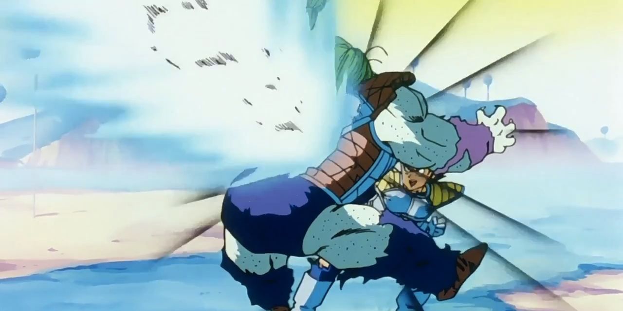 Vegeta blasts through Zarbon and kills him in Dragon Ball Z