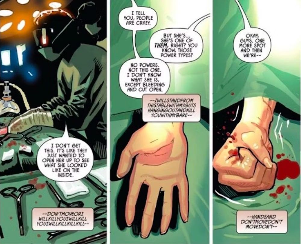 During Marvel’s 2010 Black Widow series, surgeons operate on Natasha