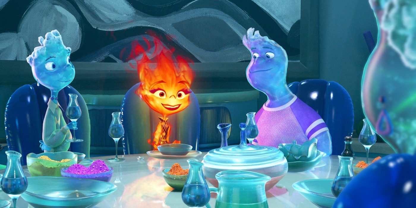 Elemental has Wade and Ember having dinner with Wade's family 