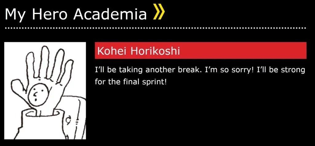 Kohei Horikoshi My Hero Academia Hiato 
