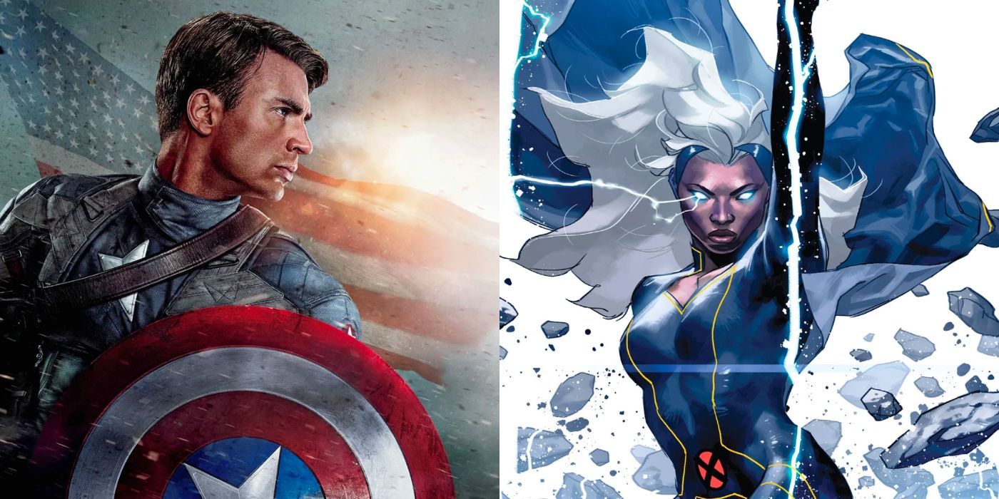 Split image of MCU Captain America and Storm from Marvel Comics
