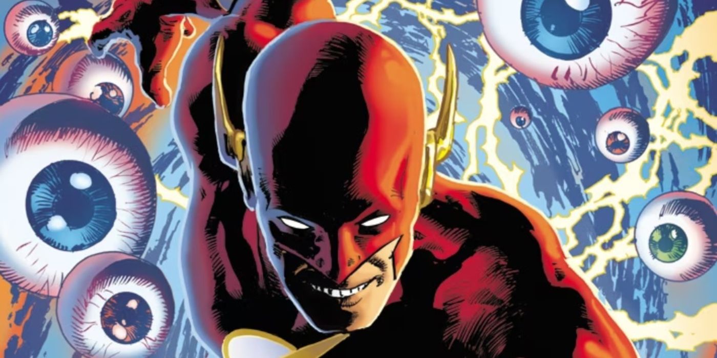 Wally West Flash runs towards you with many eyeballs looking on in DC's Dawn of DC Flash #1