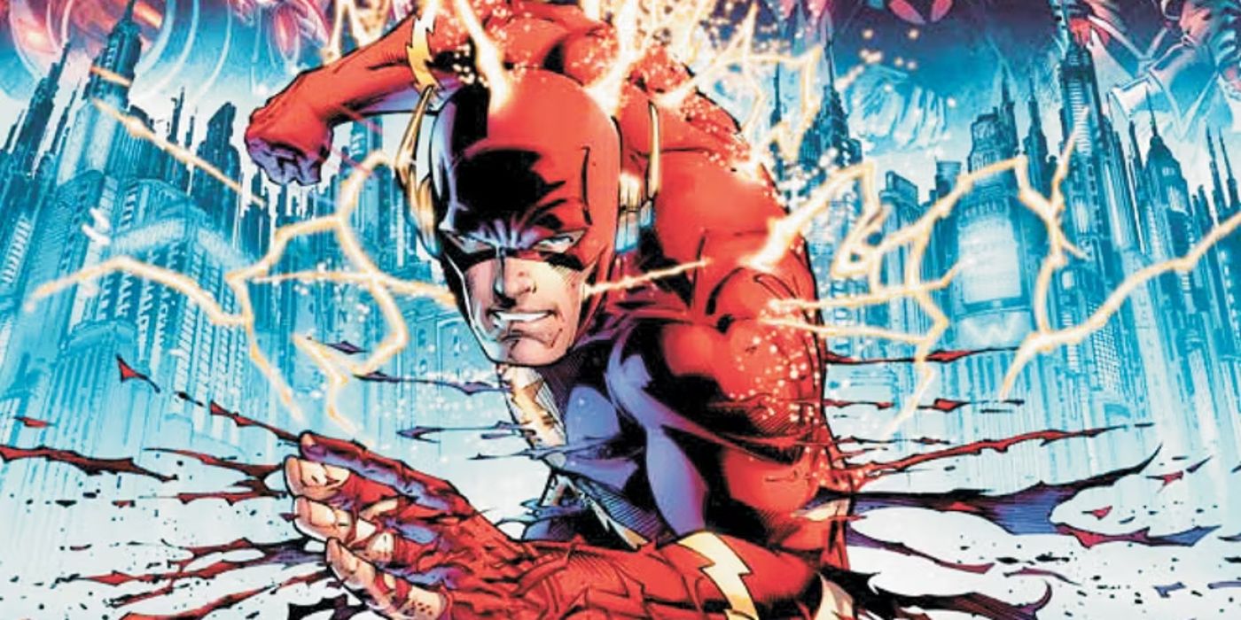 The Flash speeds through the city in Flashpoint by DC Comics