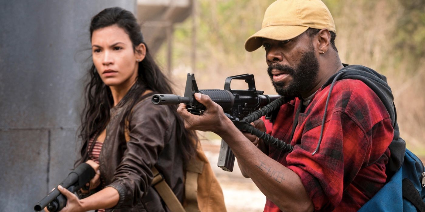 Victor Strand e Luciana segurando armas em Fear the Walking Dead