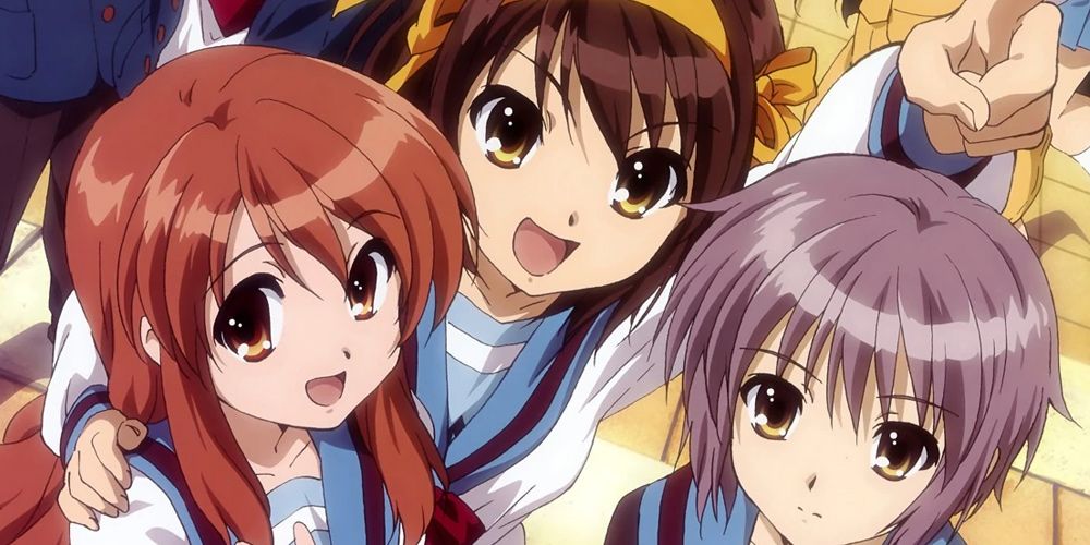 Haruhi lidera Mikuru e Yuki na melancolia de Haruhi Suzumiya