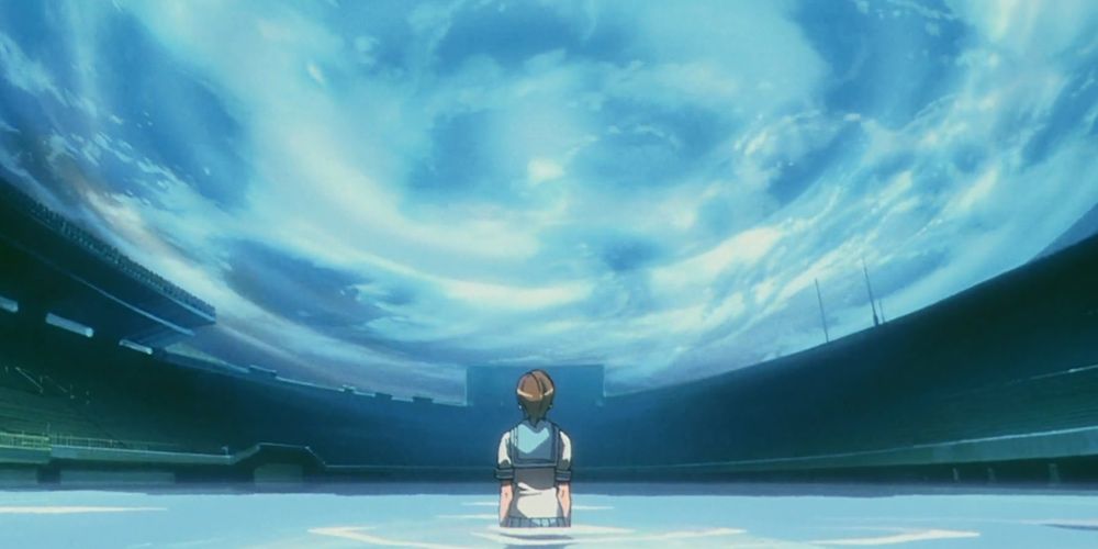 Hitomi ve la Tierra desde Gea en La visión de Escaflowne