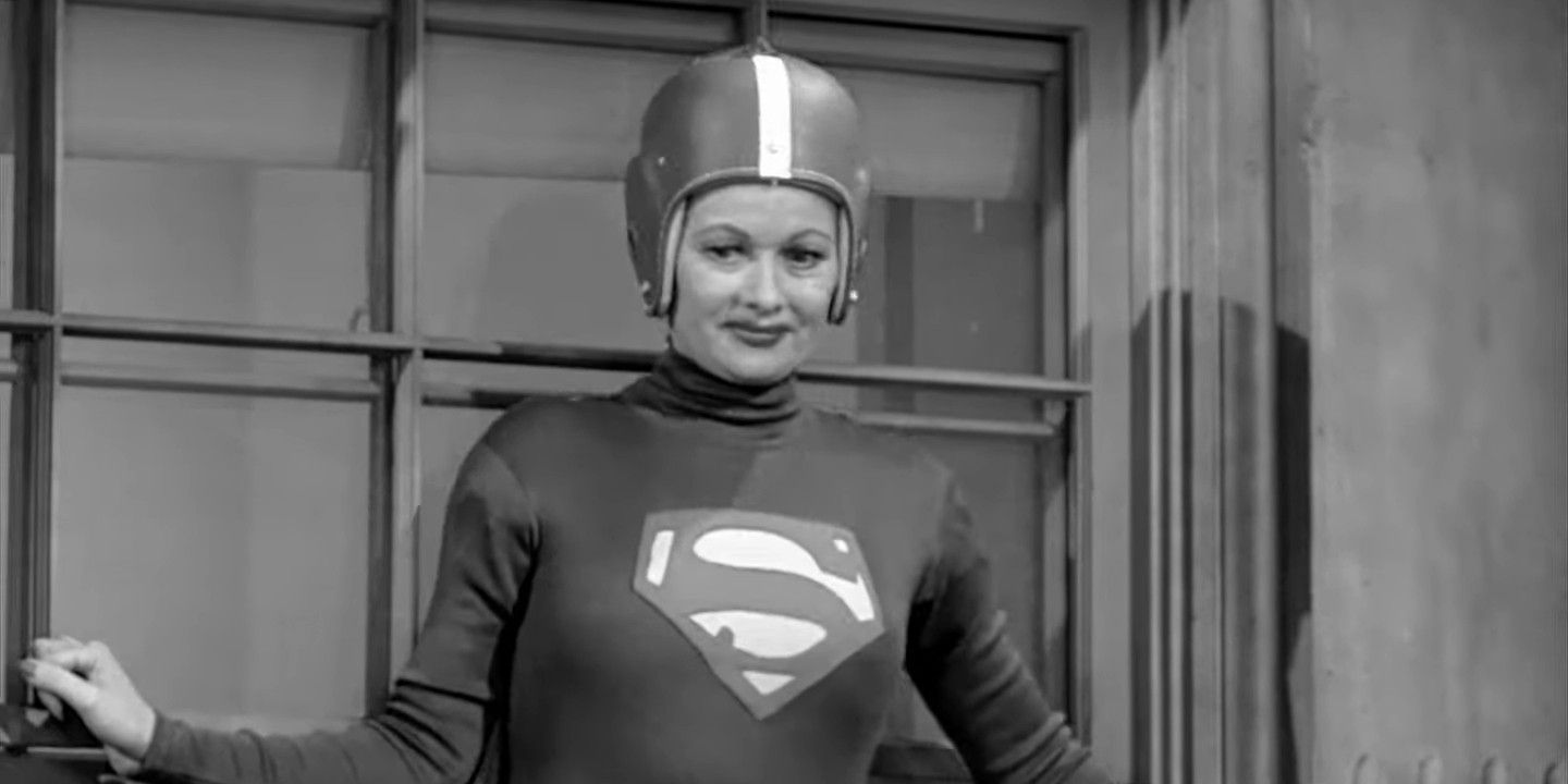 Lucy meets Superman in a Superman shirt in I Love Lucy.