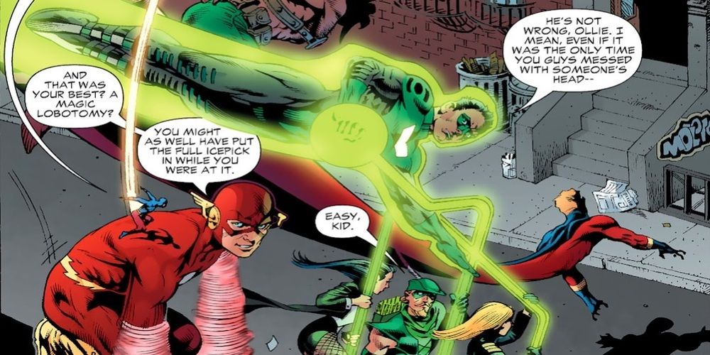Wally and Kyle confront the Justice League